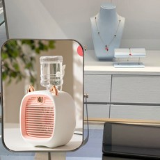 新款小狐狸噴霧冷風扇辦公室家用宿舍多場景無刷電機便攜製冷補水, 6602小狐狸噴霧風扇 粉色:常規款