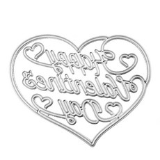 심장 해피 발렌타인 데이 금속 절단 다이 스텐실 스크랩북 DIY 앨범 스탬프 종이 카드 엠보싱 장식 공예, 은