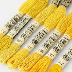 퀼팅맘 DMC 프랑스 수입정품 25번 십자수 면사 자수실 (옐로우계열 7종 중 1개), 3821, 1개