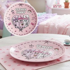 에스더버니 접시 귀여운 플레이트 토끼, 1개, 핑크