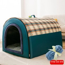 대형견 하우스 개집 강아지 시골 마당, 대형 50x40x35cm, 1개, 블루 온열담요포함