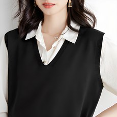 Soleil 女款素色V領針織背心