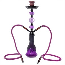 新品阿拉伯水煙壺紫色雙管四管套裝玻璃菸斗高檔KTV煙槍全套, 1個, 如圖紫色雙管:無規格