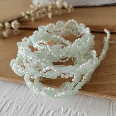 진주 체인 레이스 부자재 수공예 DIY 장식 공예 악세사리 의류리폼, 그린 1m, 1개