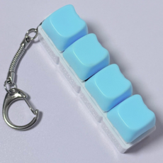 키캡 키링 LED 고양이 키보드 키링 4구 딸깍이 클릭커 파스텔, 1개, 블루