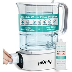 6개월 초여과 - 빠른 2분여과 99 납 PFAS 수은 및 염소 제거 BPA 프리 50온스 용량의 카운터탑 전기 정수 필터 피처