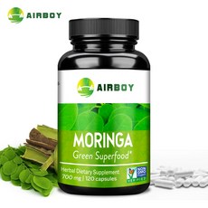 AIRBOY Moringa 綠色超級食物草本膳食補充劑 700毫克 120粒, 60組