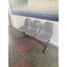 플라스틱 벤치 버스정류장 의자 2인용 커피테이블, 그레이 3인석