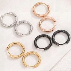 티타늄 스틸 라운드 링 귀걸이 심플 원형 패션 골드 실버 귀고리