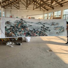 國畫工筆仿古山水小丈二 半手繪, 參考詳情頁