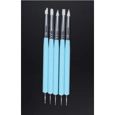 새로운 5 개/대 더블 엔드 도트 네일 엠보싱 도자기 공예 실리콘 브러쉬 점토, 06 Blue, 01 China Mainland