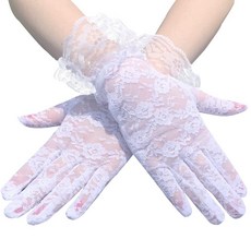 Howriis 여성용 짧은 쉬어 레이스 장갑 여름 웨딩 파티용 화이트. 298613