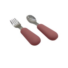 專業兒童學習湯匙 (副食品/兒童餐具), 乾燥玫瑰,叉勺組