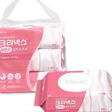 Z62 크리넥스 수앤수 실키 소프트 대용량 물티슈 70매 6개입 캡형물티
