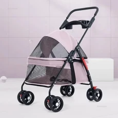 접이식 반려동물 유모차 경량 고양이와 개를 위한 특수 트롤리 다기능 휴대용, 05 B1 Pink