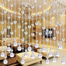 구슬발 아이방커튼 주방 크리스탈 줄커튼 비즈 가림막, 1개, G. 투명 색상 전체 착용