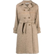 안젤로 빈티지 컬트 중고 1970's 헤링본 패턴 박스 플리츠 디테일 코트