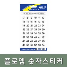 플로엠/숫자/문자 스티커 312 12mm 흰색 5매입 1~300, 단품