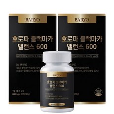 BARYO 호로파 블랙마카 1:1 프리미엄 밸런스 600mg 캡슐 60정, 3개
