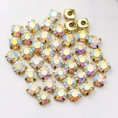 반짝 크리스털 비즈 라인스톤 컵형 바느질형 4-8mm 4mm, 4mm 100pcs, 1개, D. 4claw-G-AB