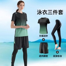 LIULU泳衣女士 新款防曬長袖長褲游泳衣套裝大碼保守分體微胖遮肉
