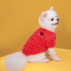 투니스 강아지 스플라이싱 퍼 긴소매 티셔츠, 레드, 1개