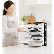 에이든 스텐 높이조절 후라이팬 정리대, 1개, 제트 블랙, 5단