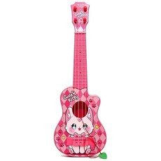 LeeQee Kids Ukulele Guitar - 17 Inch Pink for Tooddler Girls Boys Kitty Style Toy Musical Instrum