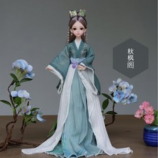 구체관절인형30cm 풀세트 사람인형 드레스 고전풍, 인형 + 경품 맞춤 선물 상자, 짙은 녹색