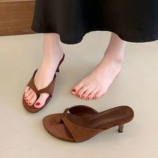 YAPOGI 여성 쪼리 힐 슬리퍼 발편한 여름 스틸레토 샌들