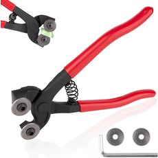 Cesilili 타일절단기 타일커터 타일컷팅기 유리 타일 니퍼 7인치 튼튼한 바퀴 달린 모자이크 스테인드글라스용 부드러운 고무 손잡이가 있는 교체날 2개가 세라믹 도구 앨런 렌, Cesilili 타일절단기 타일커터 타일컷팅기 유리 타