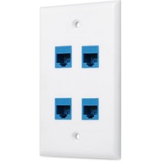 이더넷 벽면 플레이트 4포트 Cat 6 이더넷 벽면 콘센트 암수 Cat7/6/6e/5/5e RJ45 잭 키스톤 인라인 커플러 벽면 플레이트 장치 - 이더넷 플러그 인 벽면, Cat6-4port