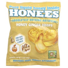 행복하고 건강하게 Honees 꿀 생강 드롭 20개 100g(3.5oz) 백년회로하세요, Honees 꿀 생강 드롭 20개 100g35oz, 1개