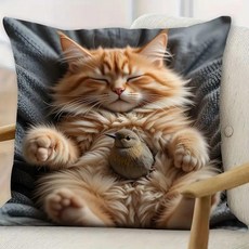 귀여운 잠자는 고양이 프린트 베개 직사각형 소파 거실 장식 쿠션 코어 창문 좌석 등받이, H. SBSA060503