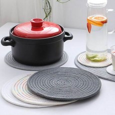 북유럽 짜임 코튼 테이블 식탁 매트 패드 깔개 원형, 1개