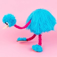 提線木偶鴕鳥毛絨娃娃玩具 兒童益智互動遊戲, 1個, 藍色【鴕鳥】