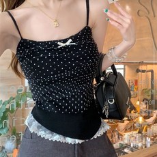 DUOMIHAN여성 슬림 도트 나시탑 레이스 포인트 데일리룩WZS60324