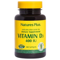 NaturesPlus 天然佳 維他命D3 400IU魚油無麩質軟膠囊, 180入, 1個