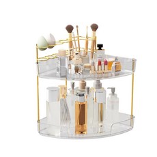 베니티 조리대용 FELIZHOUSE 3단 메이크업 정리함 향수 트레이 및 브러시 홀더가 있는 보관 선반 도구 없는 설치 서랍용 디자인 앰버, Clear, 3-Tier