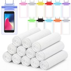 BBTO 24팩 쿨링 타월 및 방수 휴대폰 파우치 세트 101.6 x 30.5cm(40 x 12인치) 아이스 타월 12개 목과 얼굴용 17cm(6.7인치) 수중 휴대폰 드라, 24, 화이트