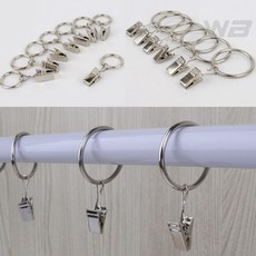 와볼샵 커튼링 커텐 고리 집게 철제 부자재 행거, 대 6P
