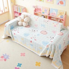 고양이 발톱 방지 소파 커버, 180x200 (1인용), 연두색 체크 강아지