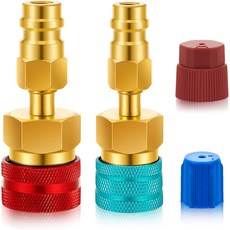 R1234yf 어댑터 키트 R1234yf에서 R134a로 변환 퀵 커플러 자동차 에어컨 시스템 배기 충전을 위한 파란색 및 빨간색 하이 로우 사이드 커넥터, Blue and Red, Style 1
