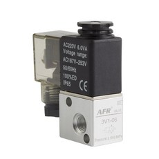 공압식 솔레노이드 밸브 포트 3V1-06 2 위치 3 웨이 1/8 인치 상시 폐쇄 공압 제어 DC 12V 24V AC 110V 220V, [00] 3V1-06, [00] AC110V