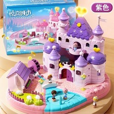 女孩子過家家玩具磁力公主城堡親子益智3爆款兒童玩具生日禮物, 盒】愛莎公主的驚喜城堡⭐磁力感應【紫色】, 1個