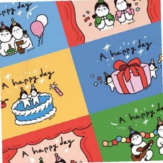 생일축하 엽서 포스트카드 다꾸 문구용품 캐릭터 일러스트 케이크 선물상자 파티용품 축하카드 편지지 스티커 데코, 상세페이지 참조, 1 해피데이 풍선