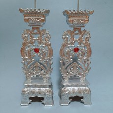 巨匠工廠 婚慶用品錫製復古結婚燭臺一對，傳統婚禮洞房嫁妝燭臺，營造浪漫氛圍, 龍鳳錫燭臺高度33公分重4斤一對