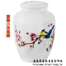 喜鵲小茶葉罐(2入) 白瓷茶葉罐, 1個
