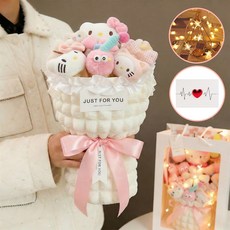 Colvani 인형 꽃다발 화이트데이 여자친구 생일선물 산리오 헬로키티 꽃다발, 1개, 핑크