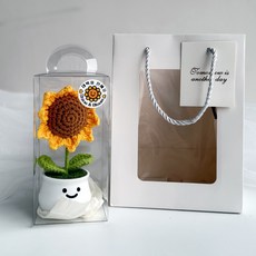 [메무모] 대박 해바라기 미니화분 선물, 옐로우(쇼핑백포함), 1개